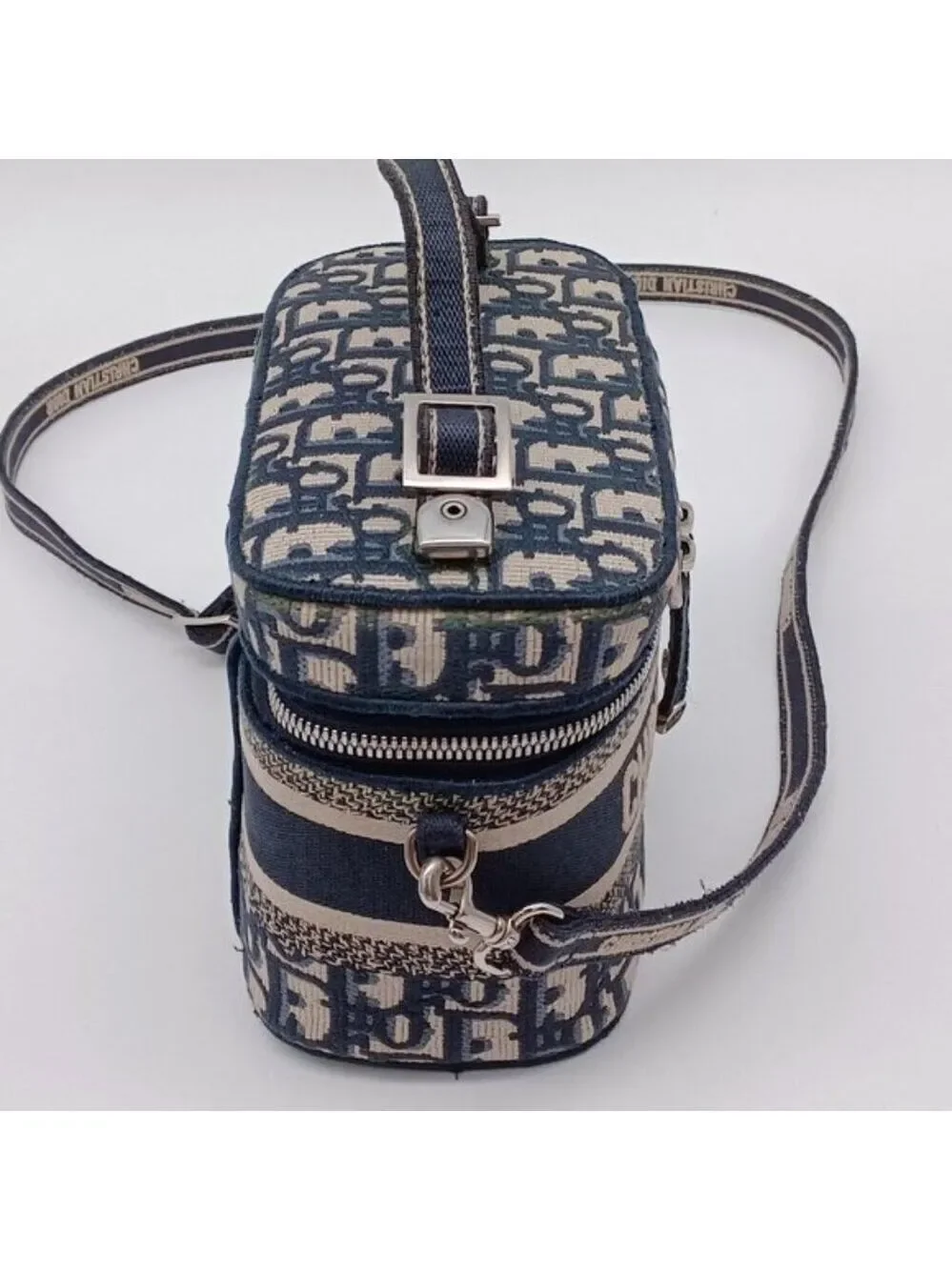 Authentic Dior Oblique Vanity Case Bag Canvas Christian Dior Paris Crossbody